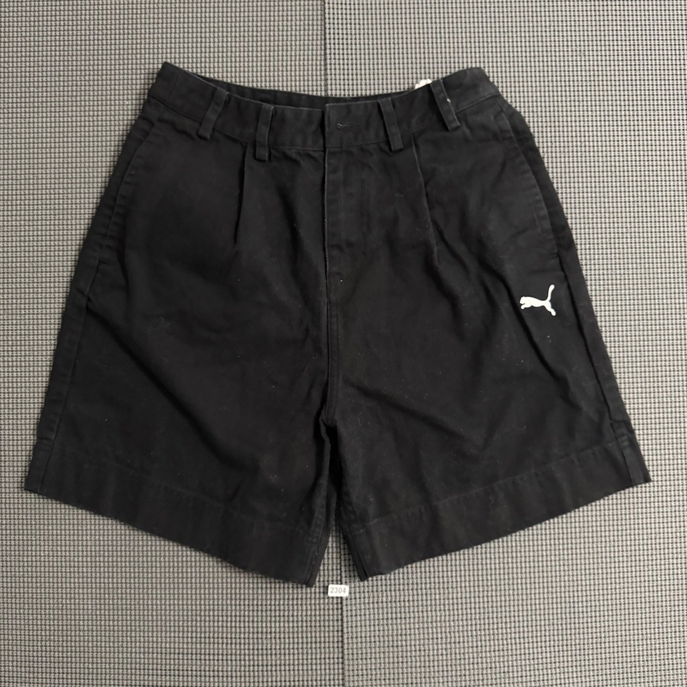 Puma x Liu Wen Womens Black Pleated Chino Shorts Size Small Logo High Rise